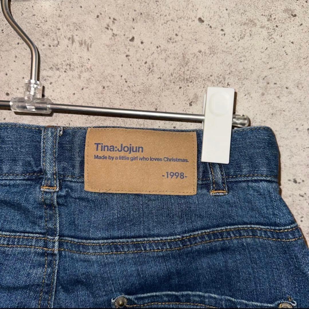 【TINA:JOJUN】《24時間内発送》刺繍入りデニムパンツ　ダークブルー　S