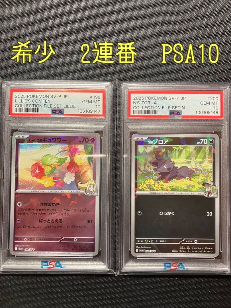 希少　プロモ　PSA10 ポケモンカード リーリエのキュワワー　Nのゾルア