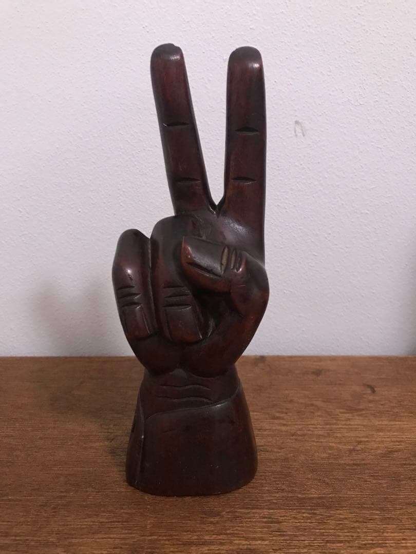 1970's アメリカ ヴィンテージ 木彫り ピースサイン ハンドサイン 希少