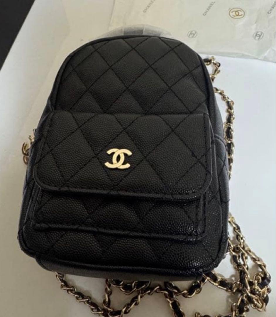 ノベルティ　CHANEL ブラック キルティング　ミニリュック