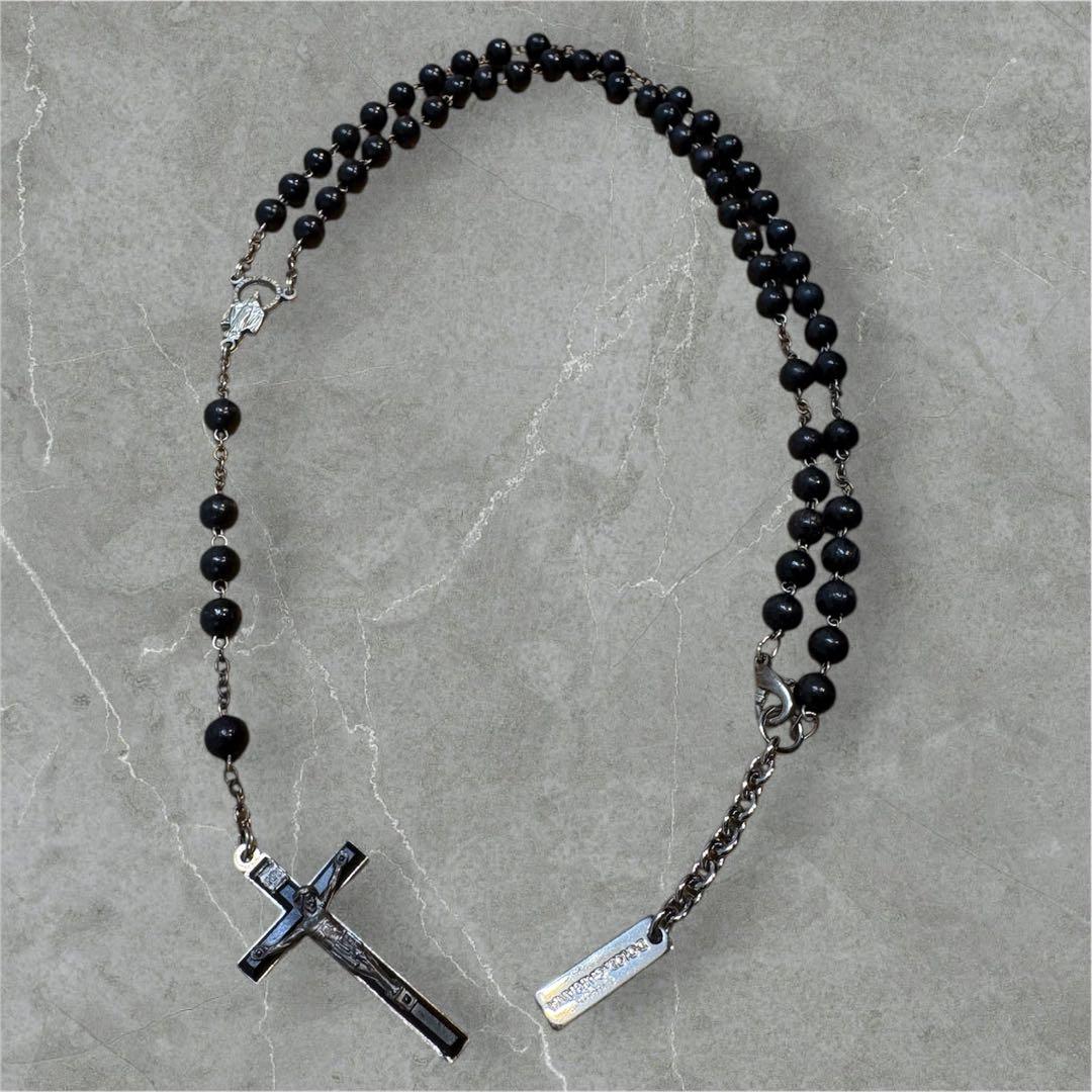 DOLCE&GABBANA ロザリオネックレス クロス ブラック ITALY