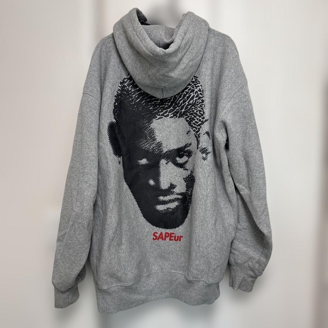 SAPEur サプール パーカー XXL グレー ロゴ 裏起毛 オーバーサイズ