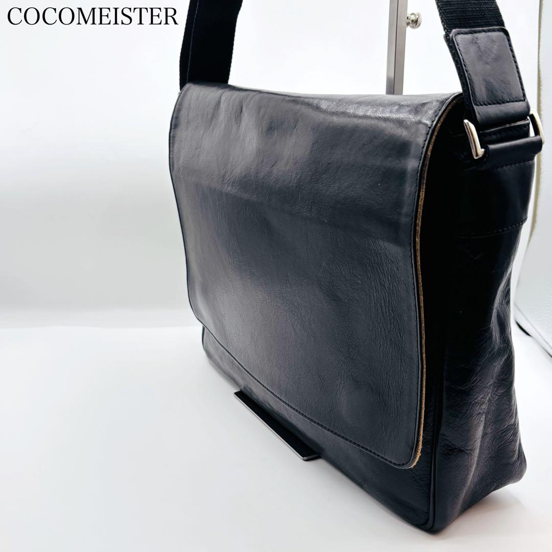 【美品】ココマイスター メッセンジャーバッグ ショルダーバッグ レザー A4 黒