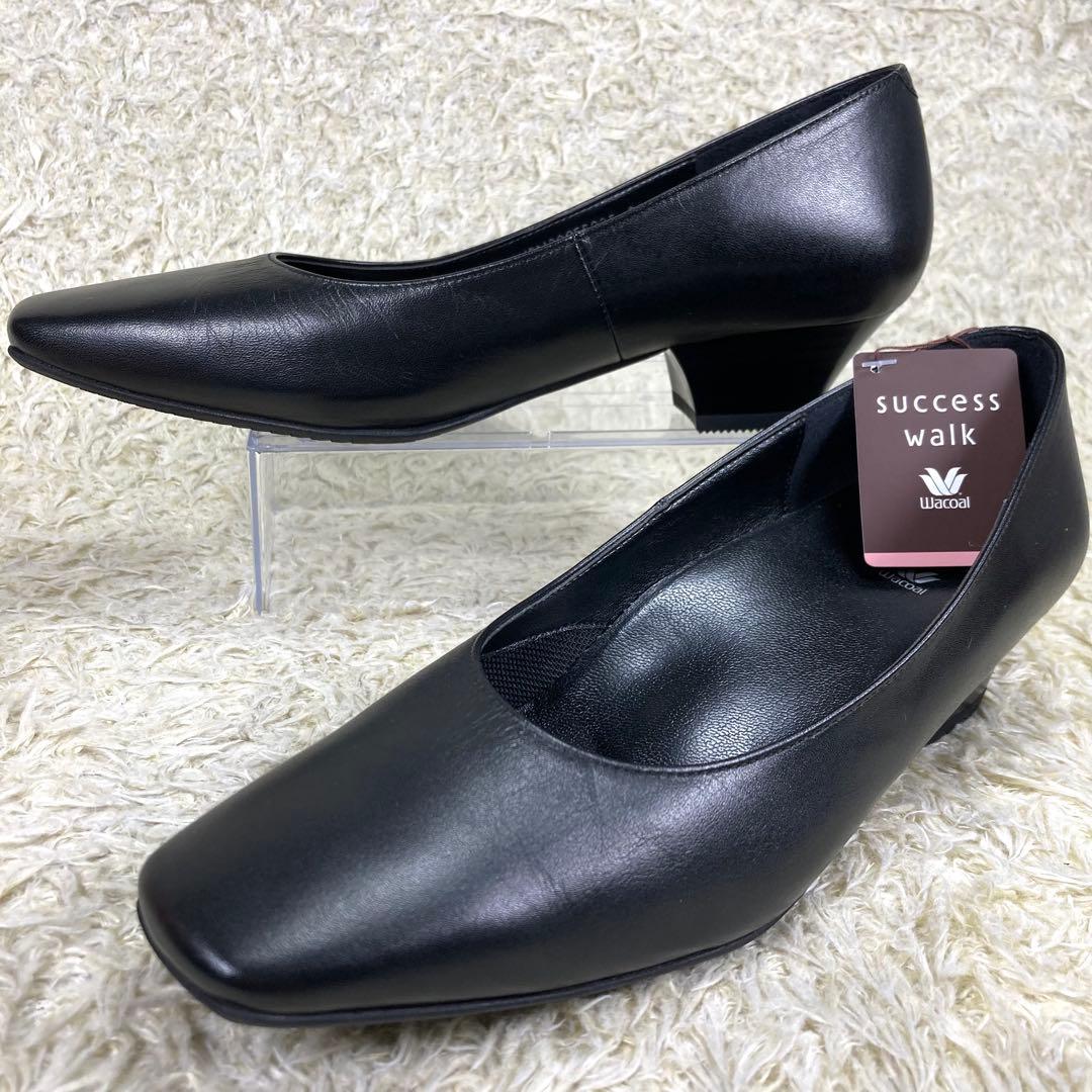 『未使用、タグ付き』サクセスウォーク パンプス ブラック スクエアトゥ 冠婚葬祭