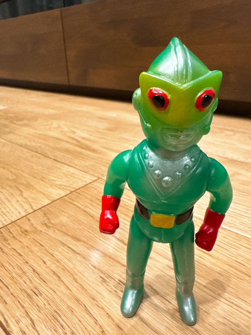 美品♡ぶたのはな　ソフト焼き玩具 サンダーマスク 緑成型/赤グローブ 美品♡ぶたのはな ソフト焼き玩具 サンダーマスク 緑成型/赤グローブ