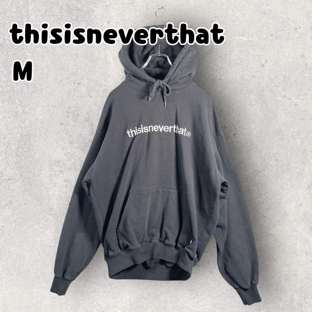ディスイズネバーザット パーカー フーディー 刺繍ロゴ ネバザ M ブラック thisisneverthat - thisisneverthat ネバザ パーカー フーディ
