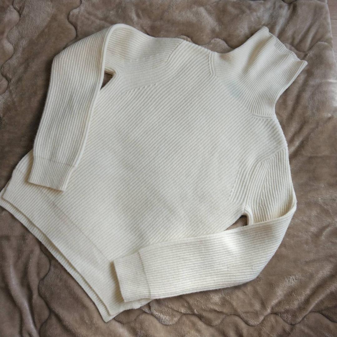 Drawer　ウールカシミヤ　リブ編み　タートルネックニット　長袖　S