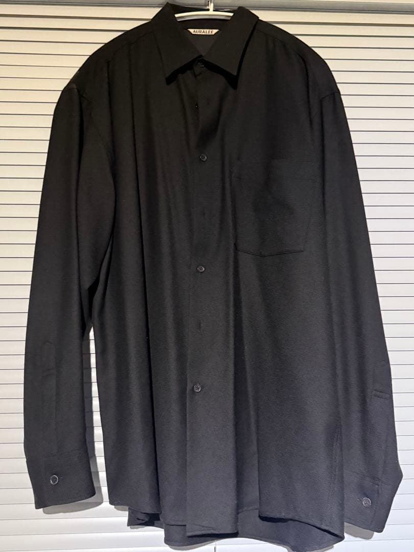トップス AURALEE SUPER LIGHT WOOL SHIRTS / BLACK