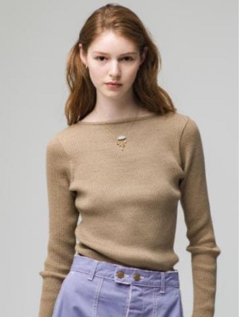 オーラリー　AURALEE　ロンハーマン別注　ギザボート　リブニット ブラウン