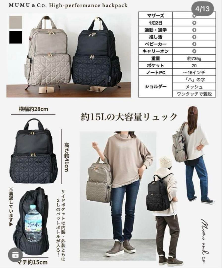新品未使用】MUMU&Co. 多機能リュック マザーズリュック バックパック