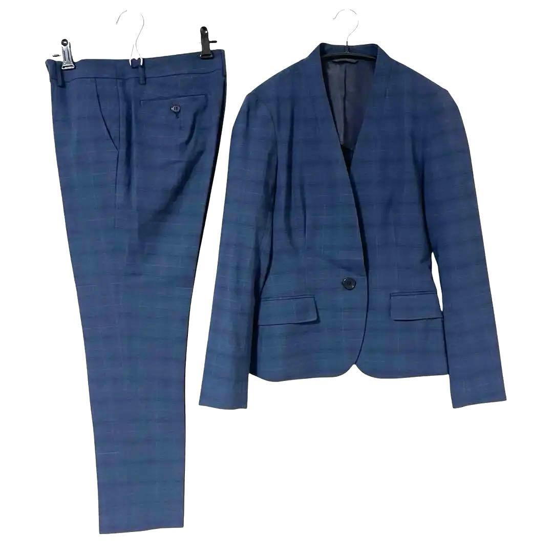 【美品】スーツカンパニー ノーカラージャケット パンツスーツ セットアップ ML