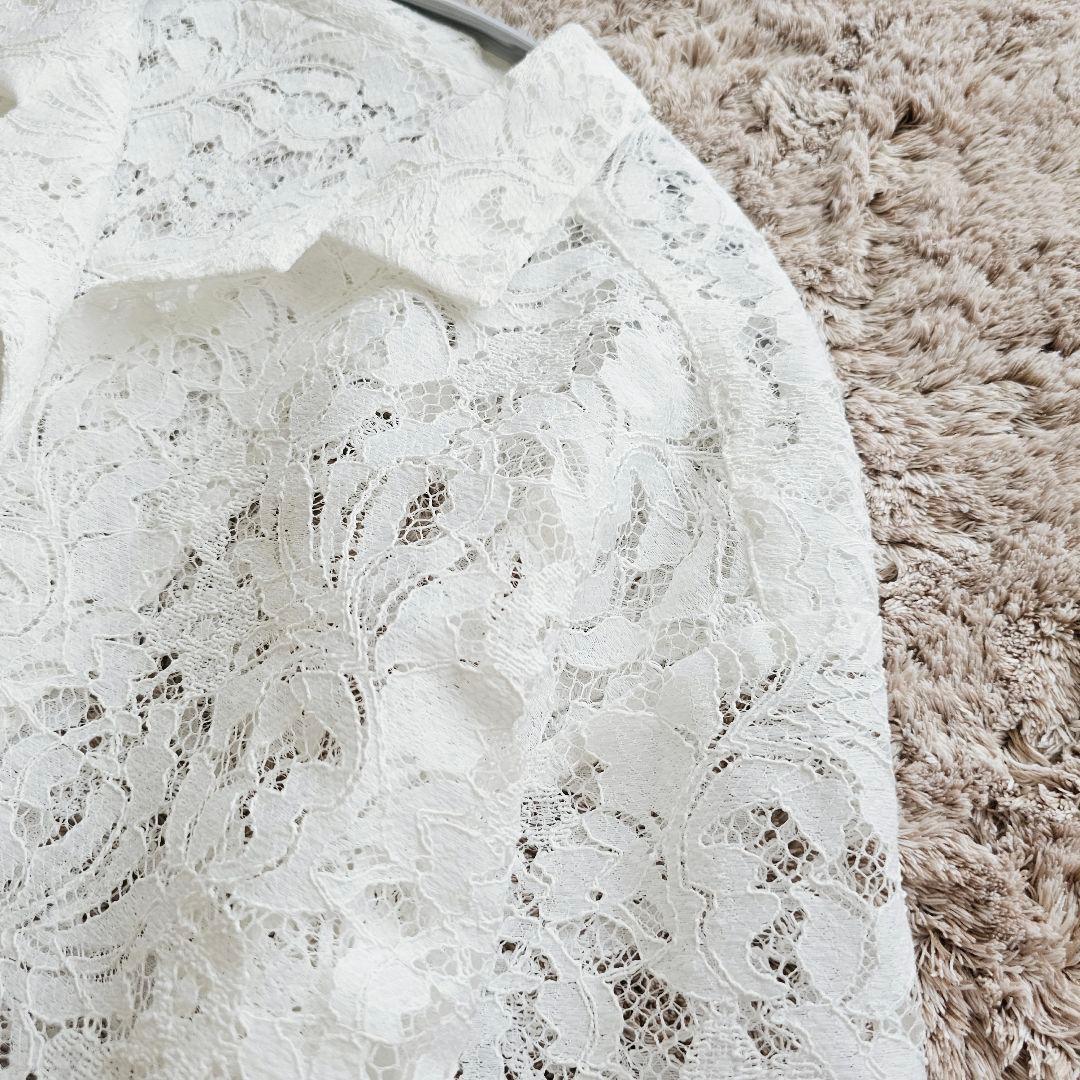 2025年 今季 NOBLE ボタニカルレースオープンカラーシャツ ホワイト