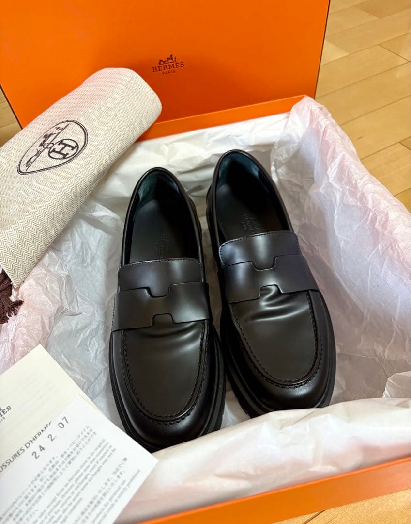 【美品】HERMÈSエルメス厚底ローファー ヒッチ希少