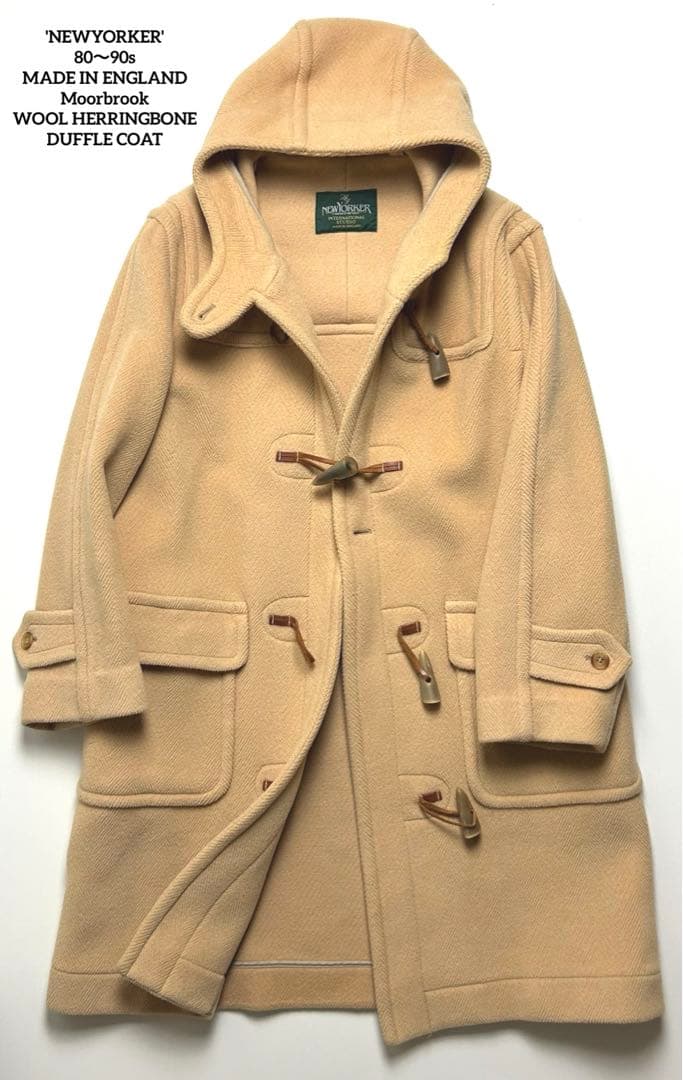 【美品】ニューヨーカー×ムーアブルック/80sウールヘリンボーンダッフルコート
