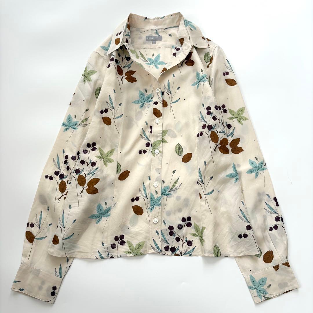 【美品】　マーガレットハウエル　ボタニカル柄　長袖シャツ　ブラウス　サイズM