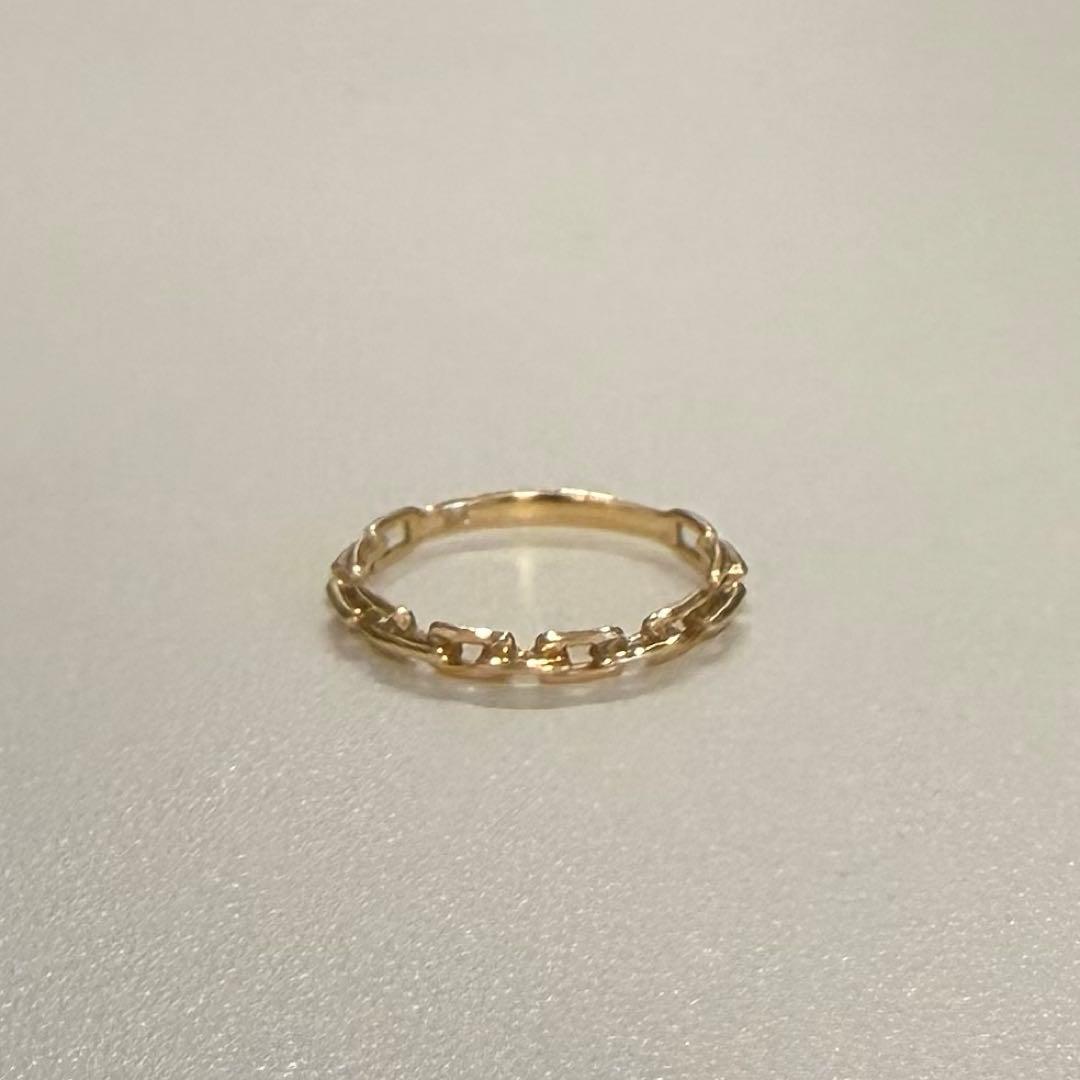 k18リング チェーンリング ピンキーリング 18金 チェーンモチーフ3号