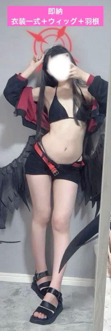 ブルアカ 仲正イチカ 水着衣装＋ウィッグ＋羽根