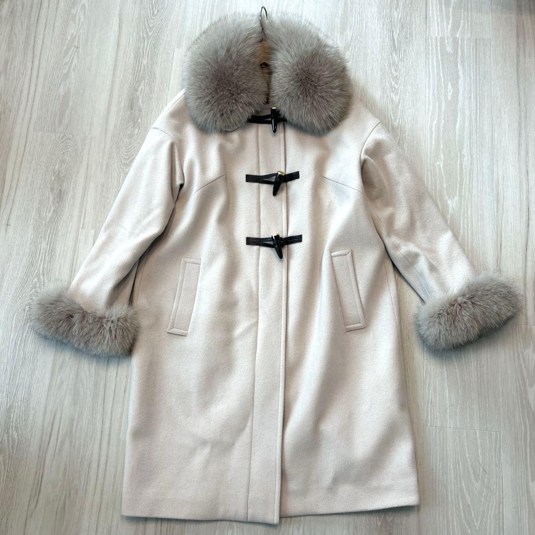 グレースコンチネンタル フォックスファー付 ダッフルコート 38 ピンクベージュ