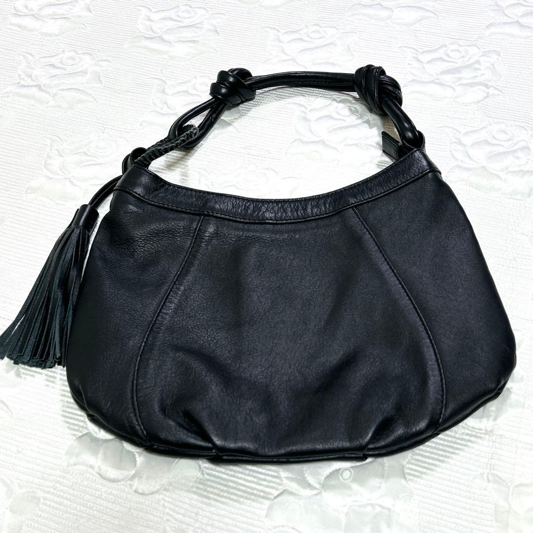 極美品❤︎イアパピヨネ レザー 結び目ハンドル ワンショルダーバッグ ブラック 革