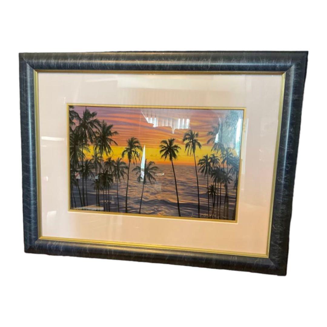 絵画　デイビッド・ガエーゴス　ヒロベイガーデン　シルクスクリーン　海