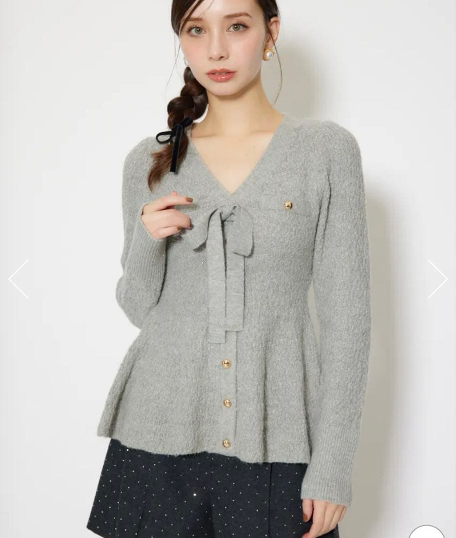 rienda 2WAYペプラムニットカーディガントップス