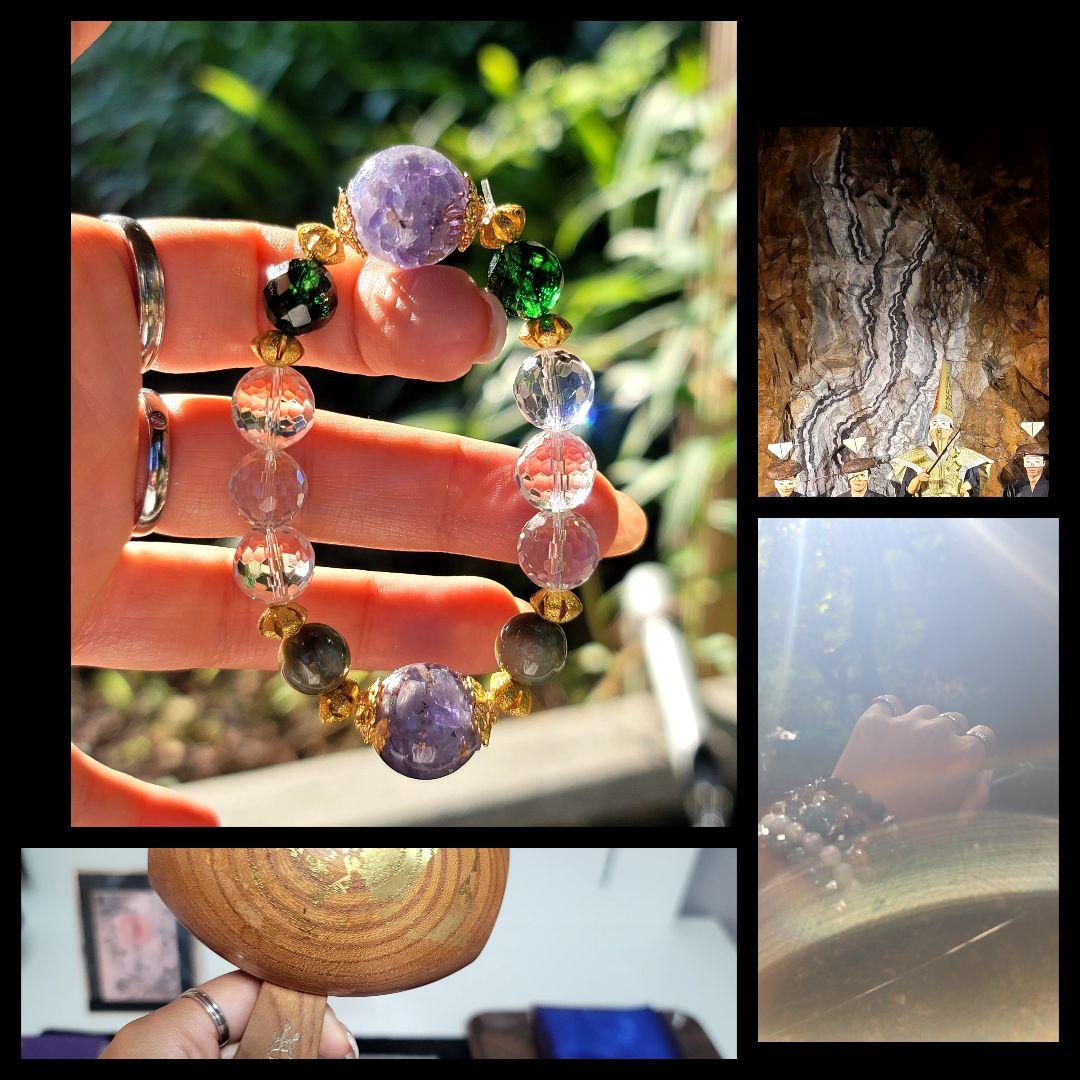 私物金山夜光貝幸運と毎日笑顔幸せオルゴナイトブレス