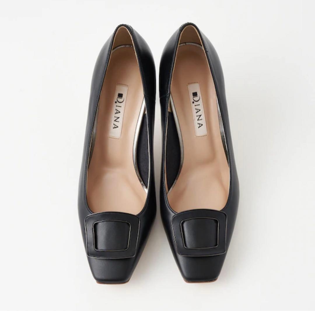 ゆきぽよ様専用 DIANA 黒 スクエアトゥ パンプス ヒール約7cm - メルカリ