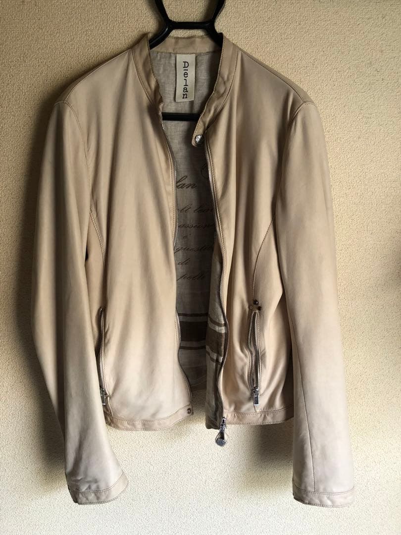 Delan デラン　イタリア製　レザージャケット　サイズ48 ベージュ