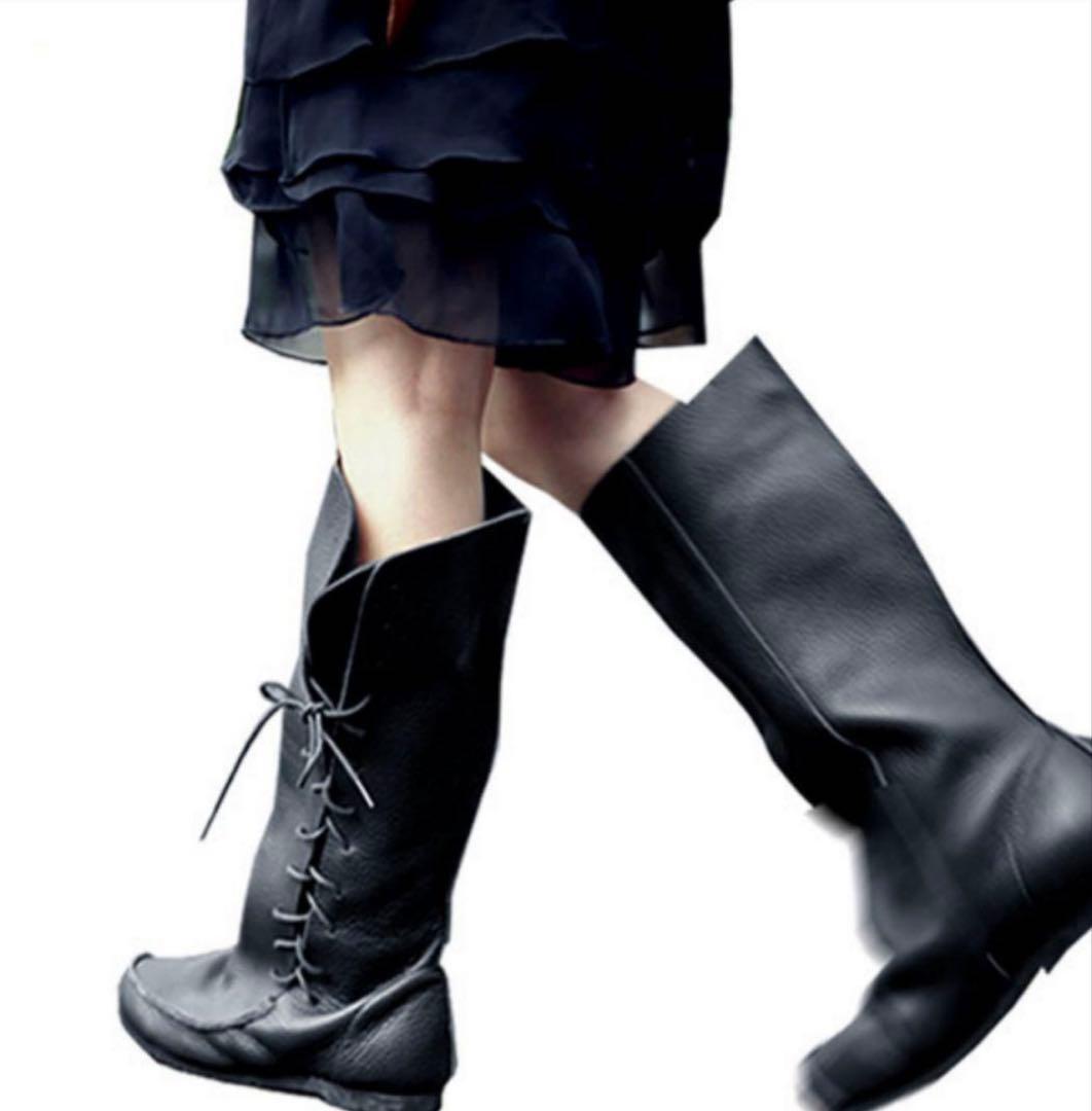 【新品】【本革】【日本製】2way antiqua サイド編み上げロングブーツ