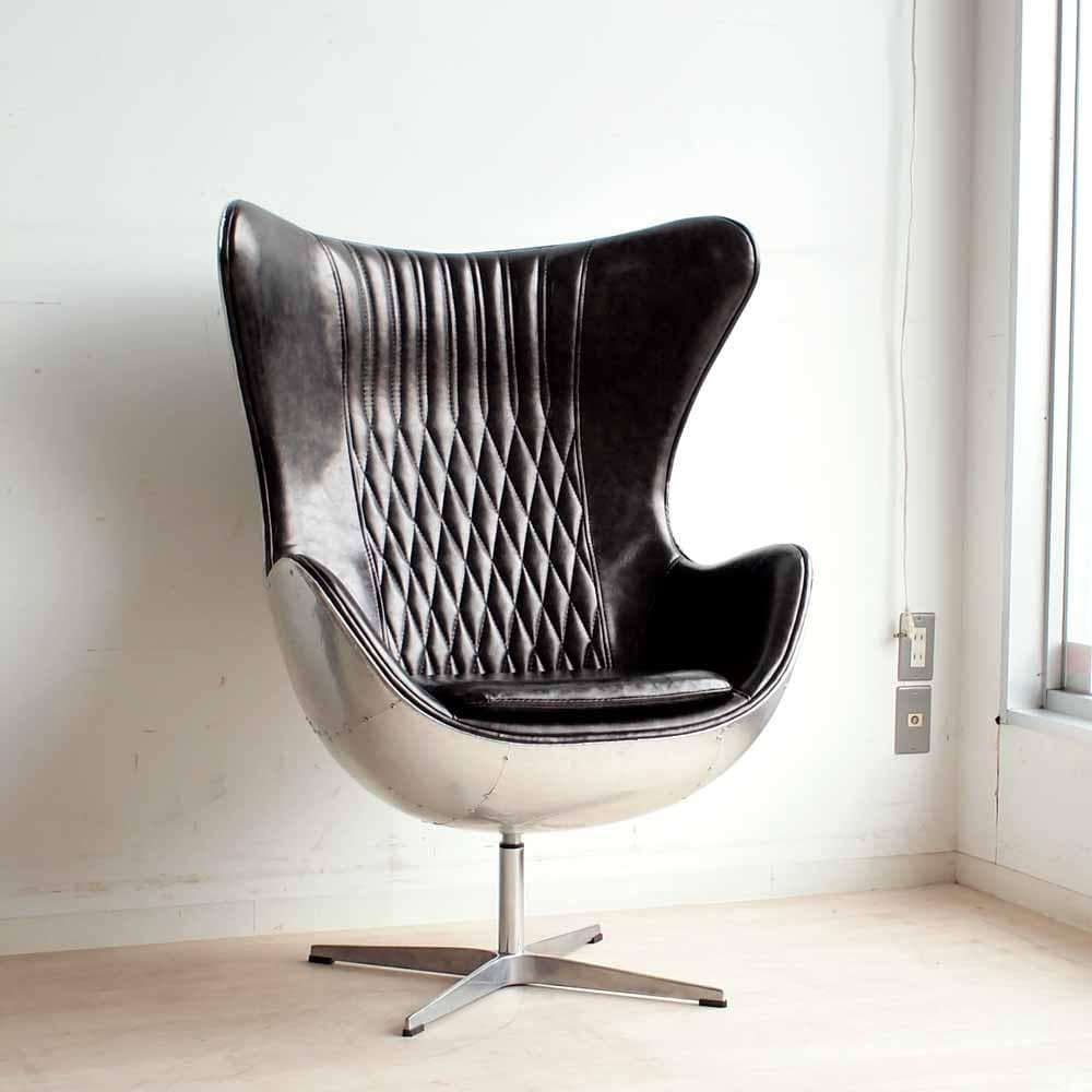 アルミニウムバック エッグチェア リプロダクト 合皮 ZR24268