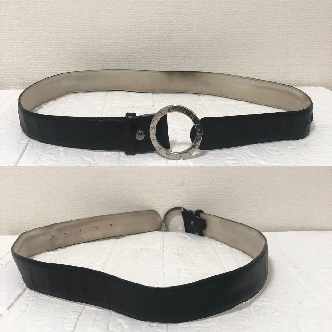 BVLGARI ブルガリ ベルト サークル リングロゴ ブラック シルバー