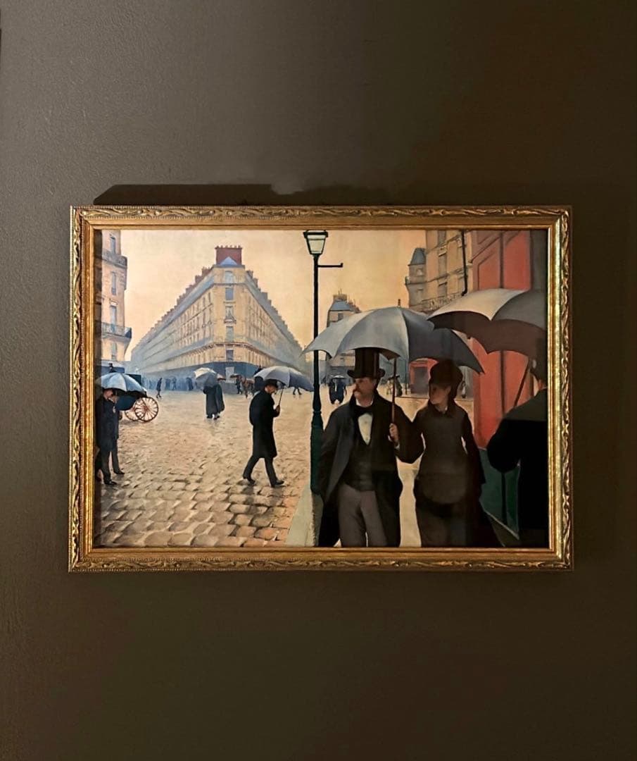 カイユボット　パリの通り、雨