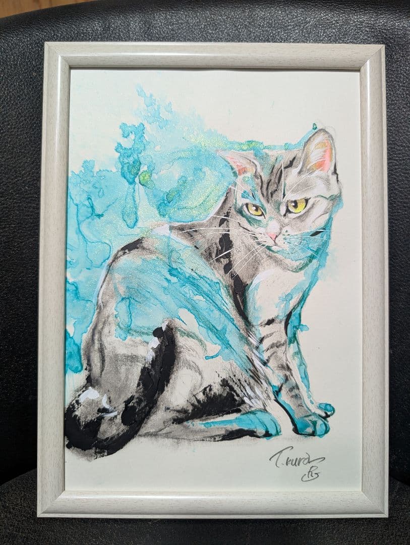 猫 原画 絵画 イラスト ペット 現代アート 芸術 ドローイング ねこ