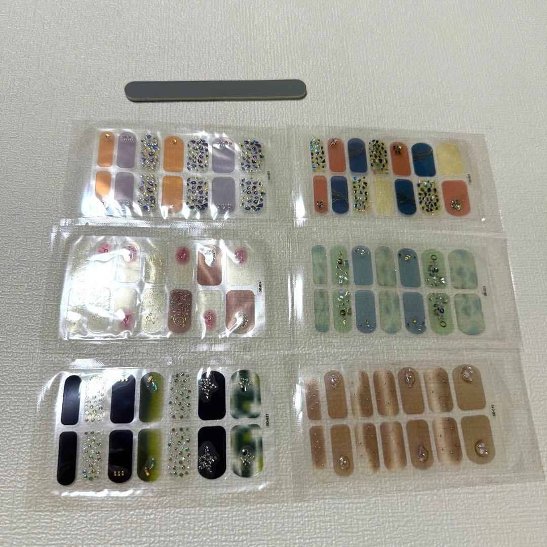 HERAXI ネイルシール 手の爪 6枚入 爪やすり付き ネイルステッカー