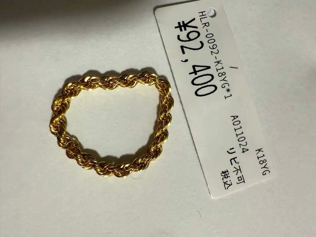 k18 ロープチェーン リング