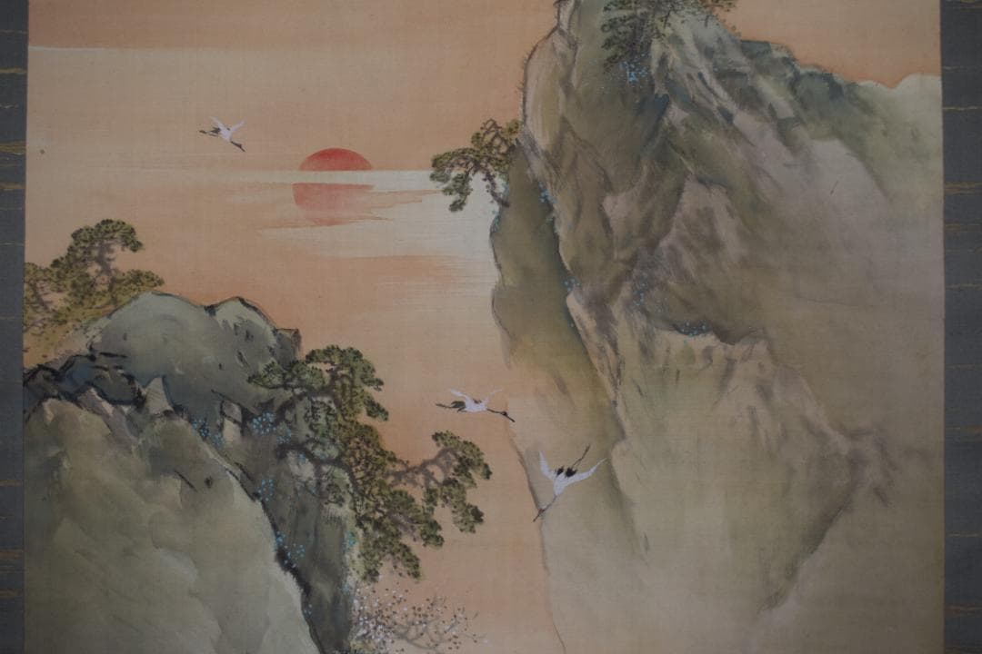 琴浦/蓬莱山図/祝事山水図/掛軸☆宝船☆Z-448