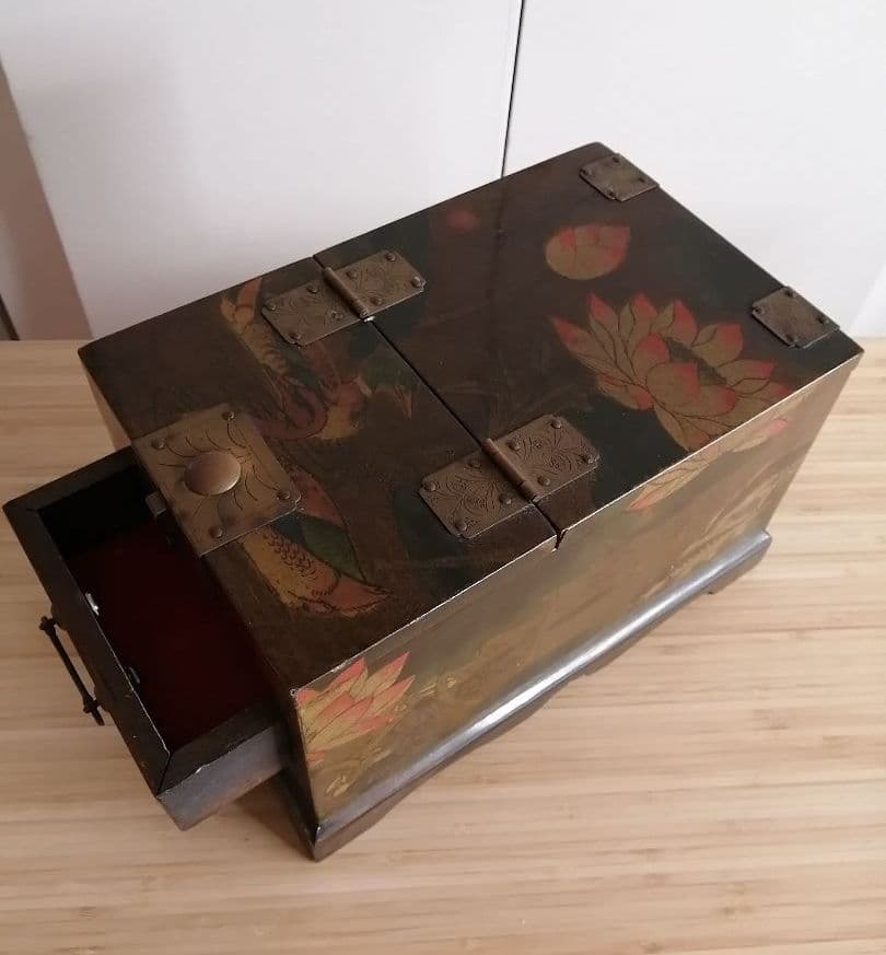 ジュエリーケース　韓国　宝石箱　メイクボックス　小物入れ　鏡　ミラー　李朝