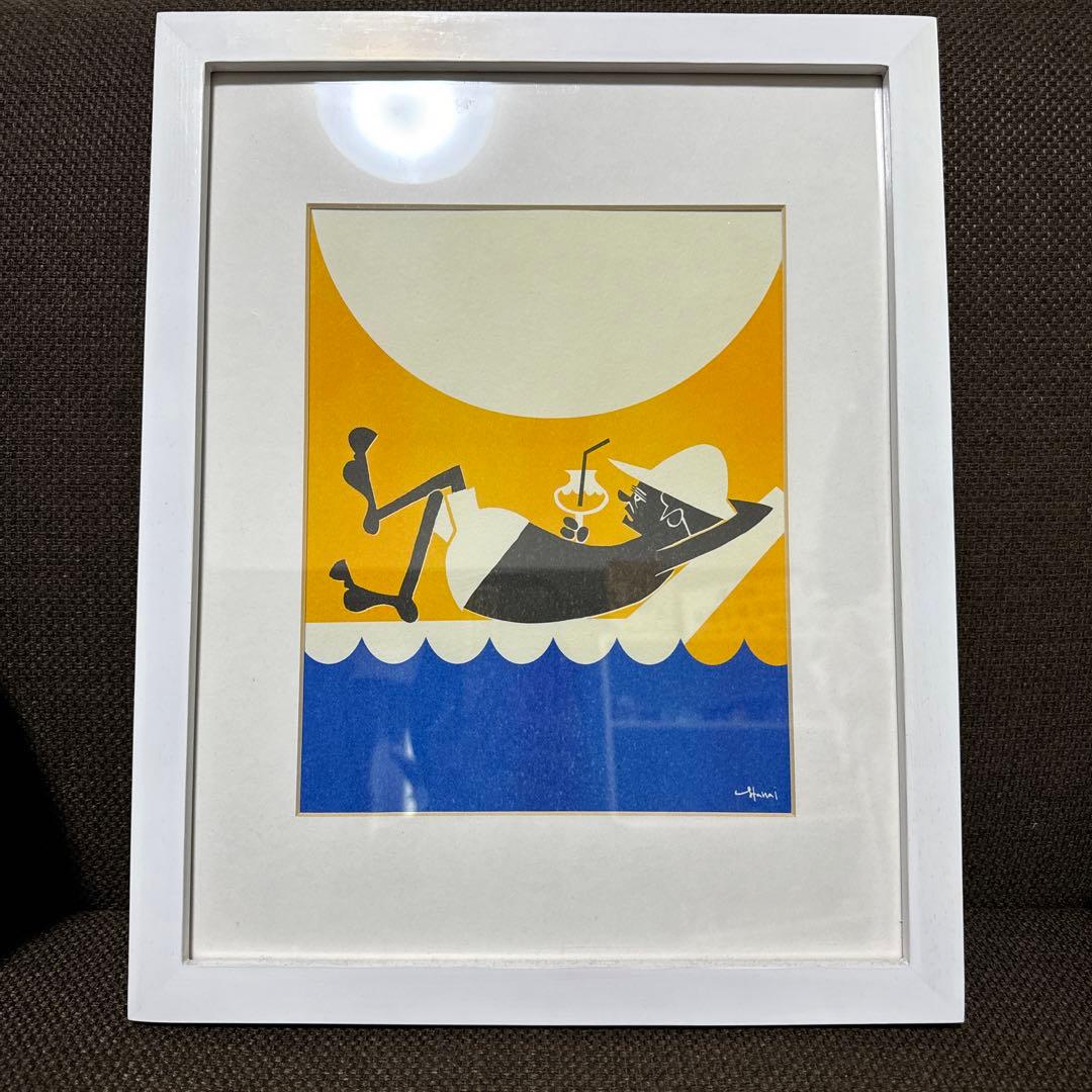 花井祐介 額付きポスター Amazon.co.jp: kj額装品 花井祐介 ビーチクリーン イラスト A4サイズ額