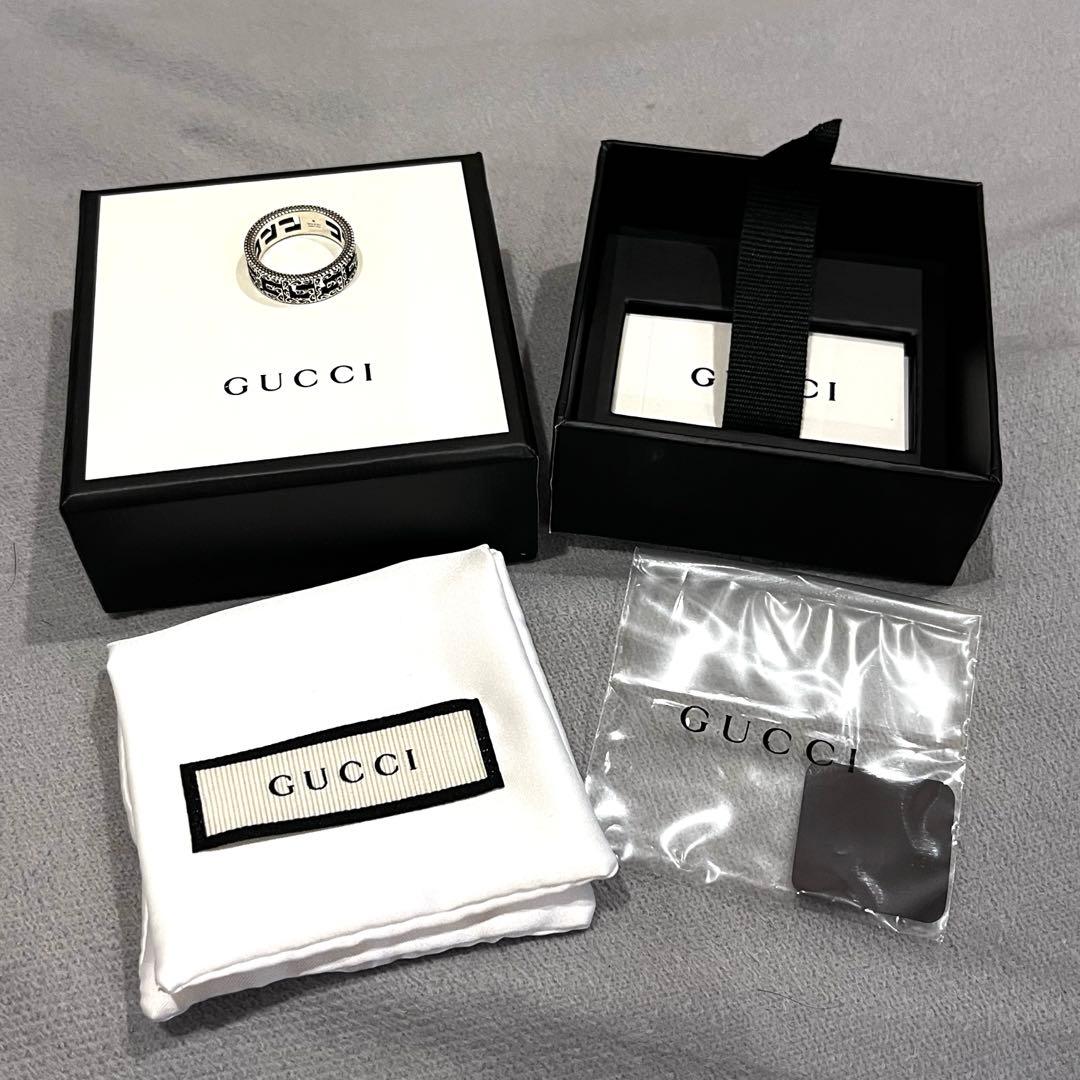 因*報様 【箱付き】GUCCI シルバー スクエアG リング 15号