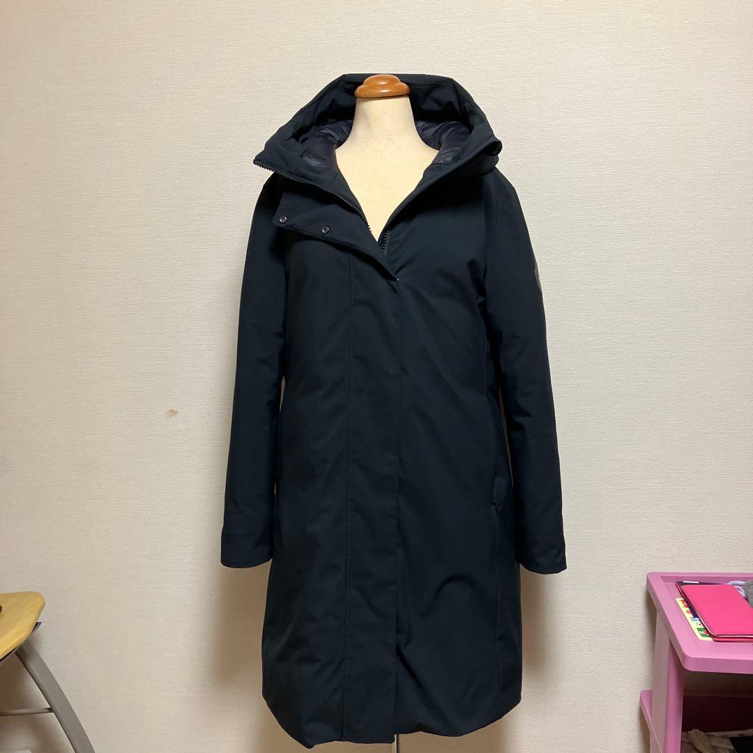 セーブザダック　フード付きロング丈中綿ジャケット 黒