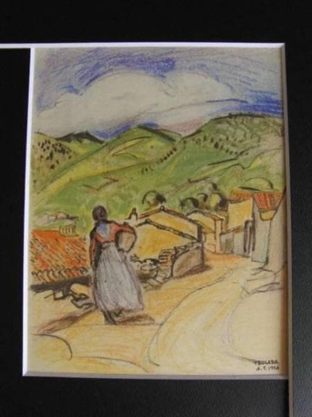 守屋多々志、風光る村、希少な額装用画集より、美品、新品額装付