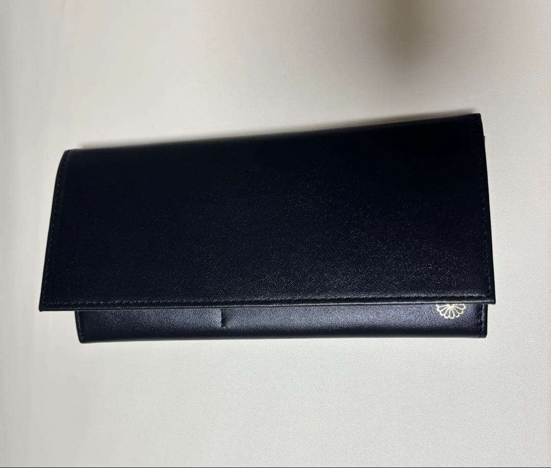 皇居 長財布 最上級モデル 本革黒レザー マチ付き ブラックコイン