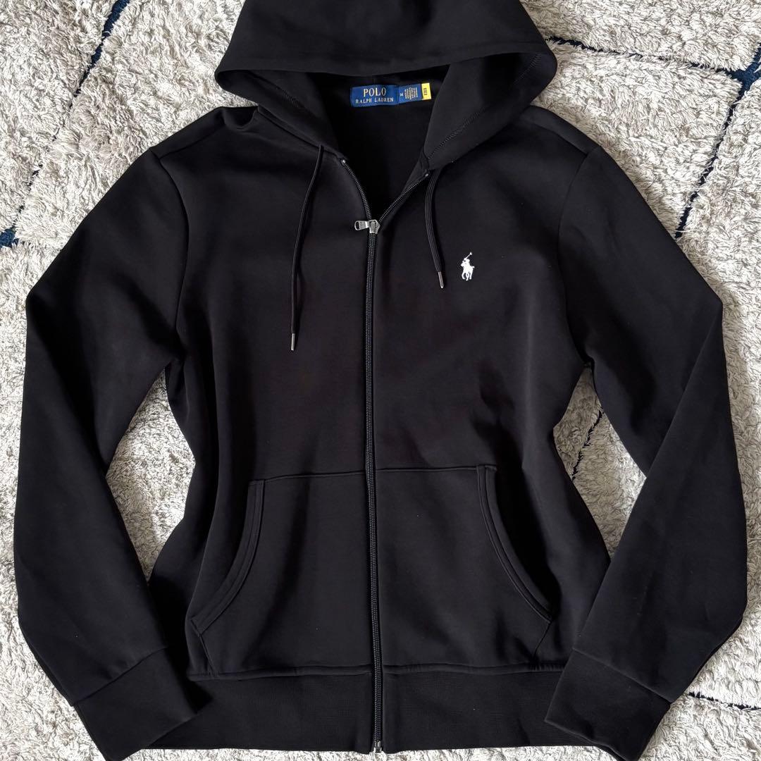 【美品✨】ポロラルフローレン　パーカー　フード　ジップ　ポニー刺繍　黒　ブラック