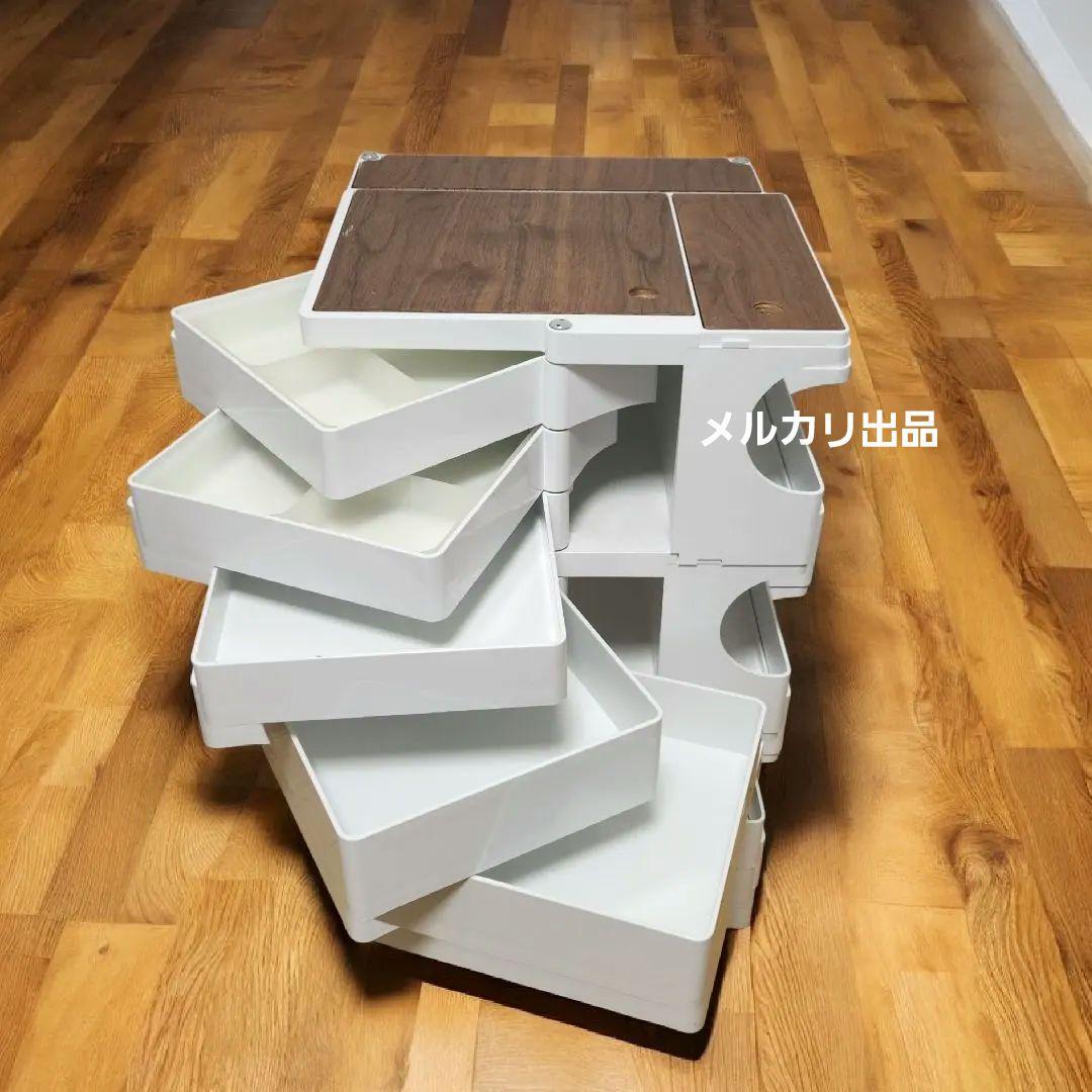 ボビーワゴン B-LINE 3段5トレイ　白　インナートレー２点　天板3ピース ボビーワゴン 3段5トレイ / ホワイトB-Line（ビーライン） | 公式通販