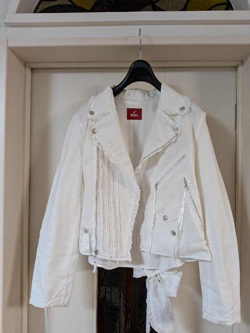 PINK HOUSE ホワイトライダースジャケット セール】 ストレッチデニムライダースジャケット （その他アウター