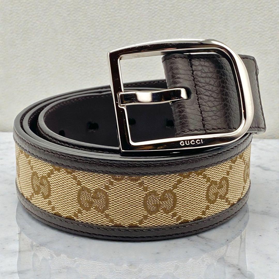 【美品】GUCCI・グッチ・ベルト・GGキャンバス・ブラウン
