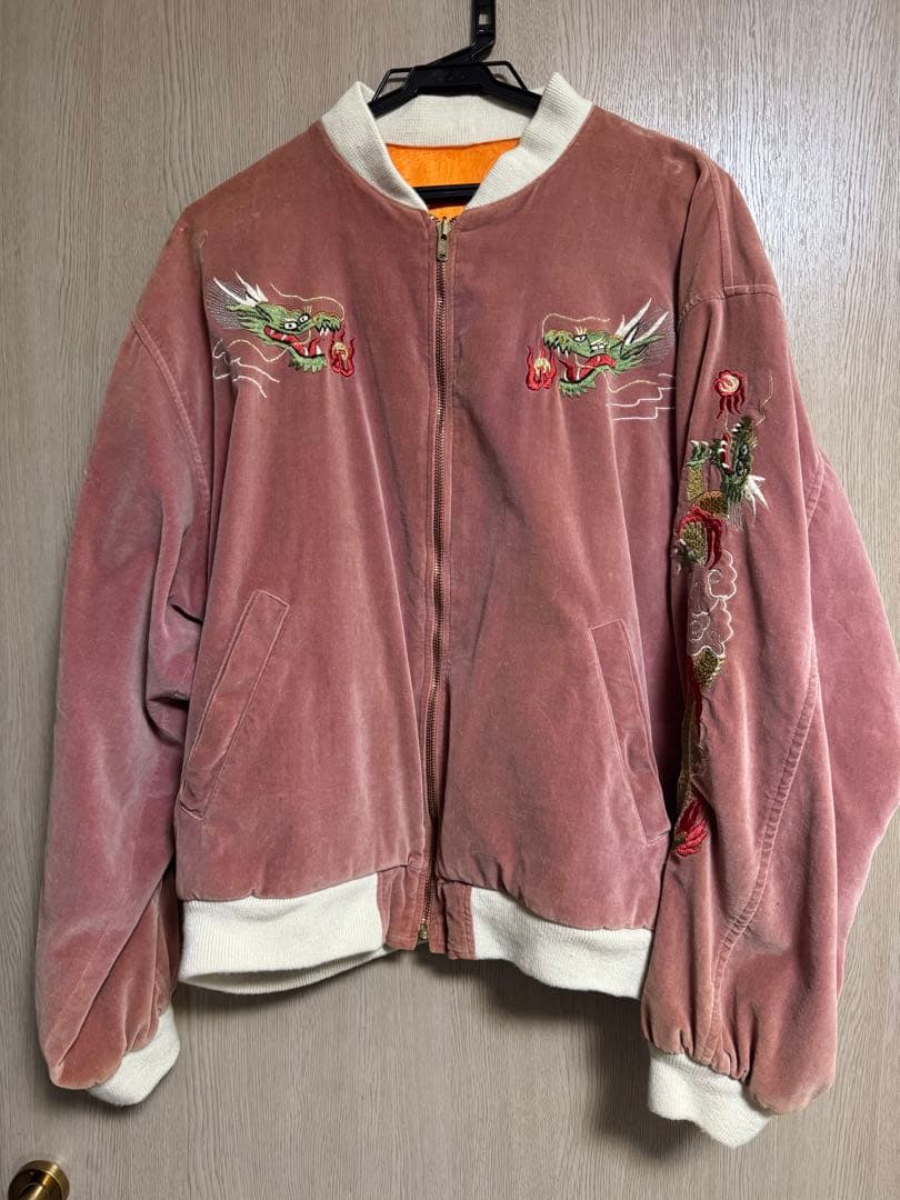 80年代初期タグ クリームソーダ ピンクドラゴン 別珍スカジャン - メルカリ