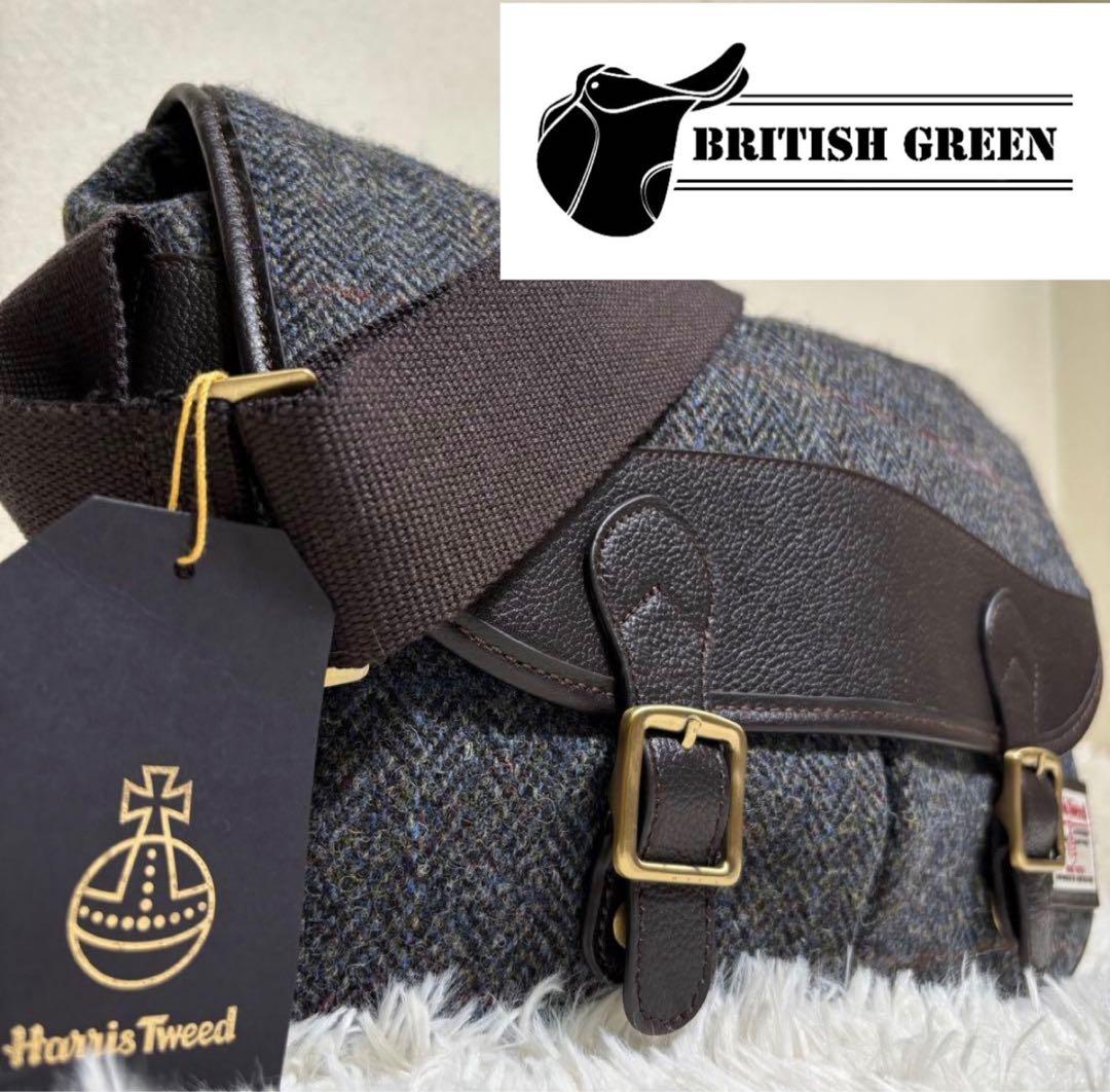 タグ付き✨ ブリティッシュグリーン　ハリスツイード　コラボ　レザー　フラップ HARRIS TWEED（ハリスツイード） 爆買 グローブ レディース 手袋 羊革