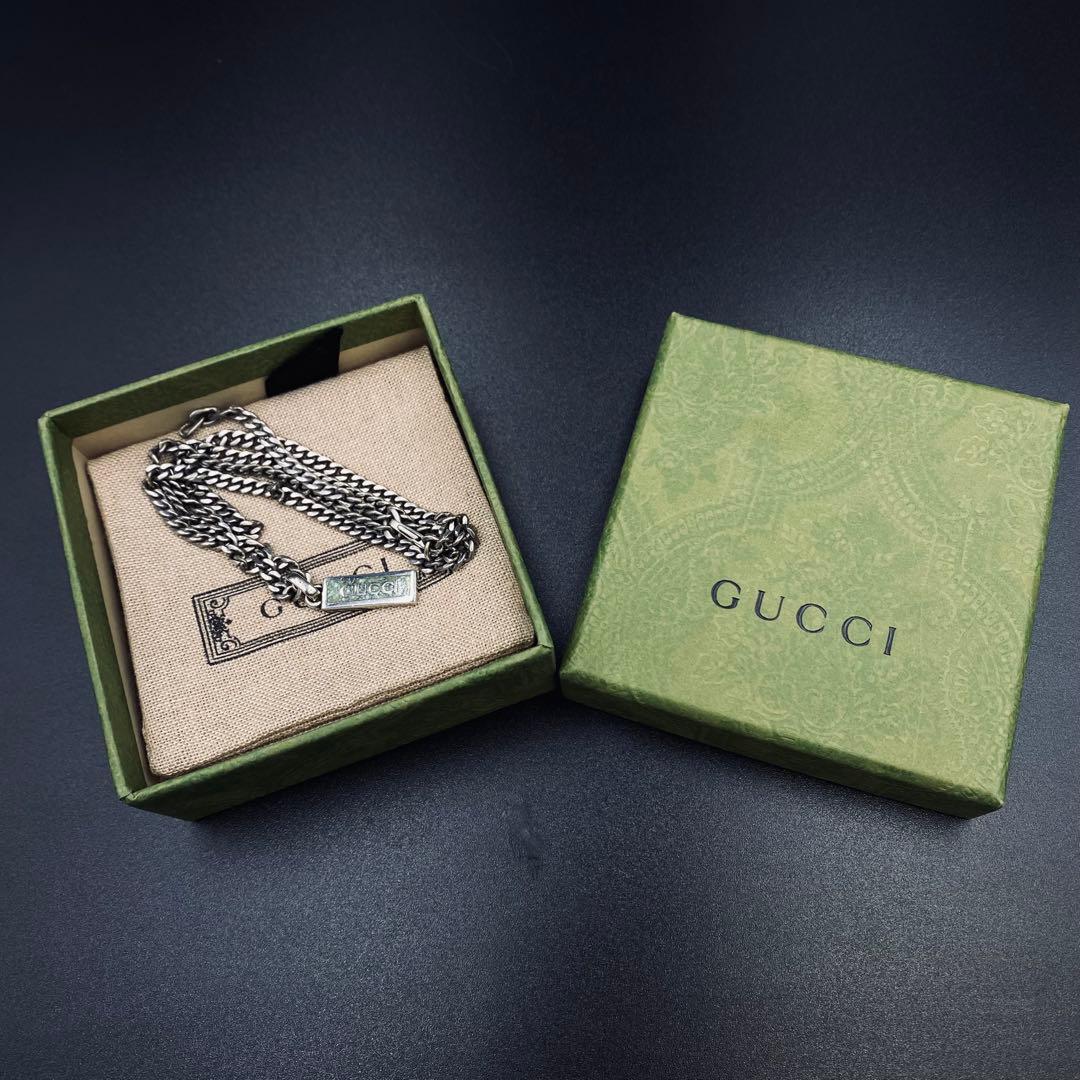 美品＊グッチGUCCI＊シルバー エナメル グルメット ペンダントネックレス