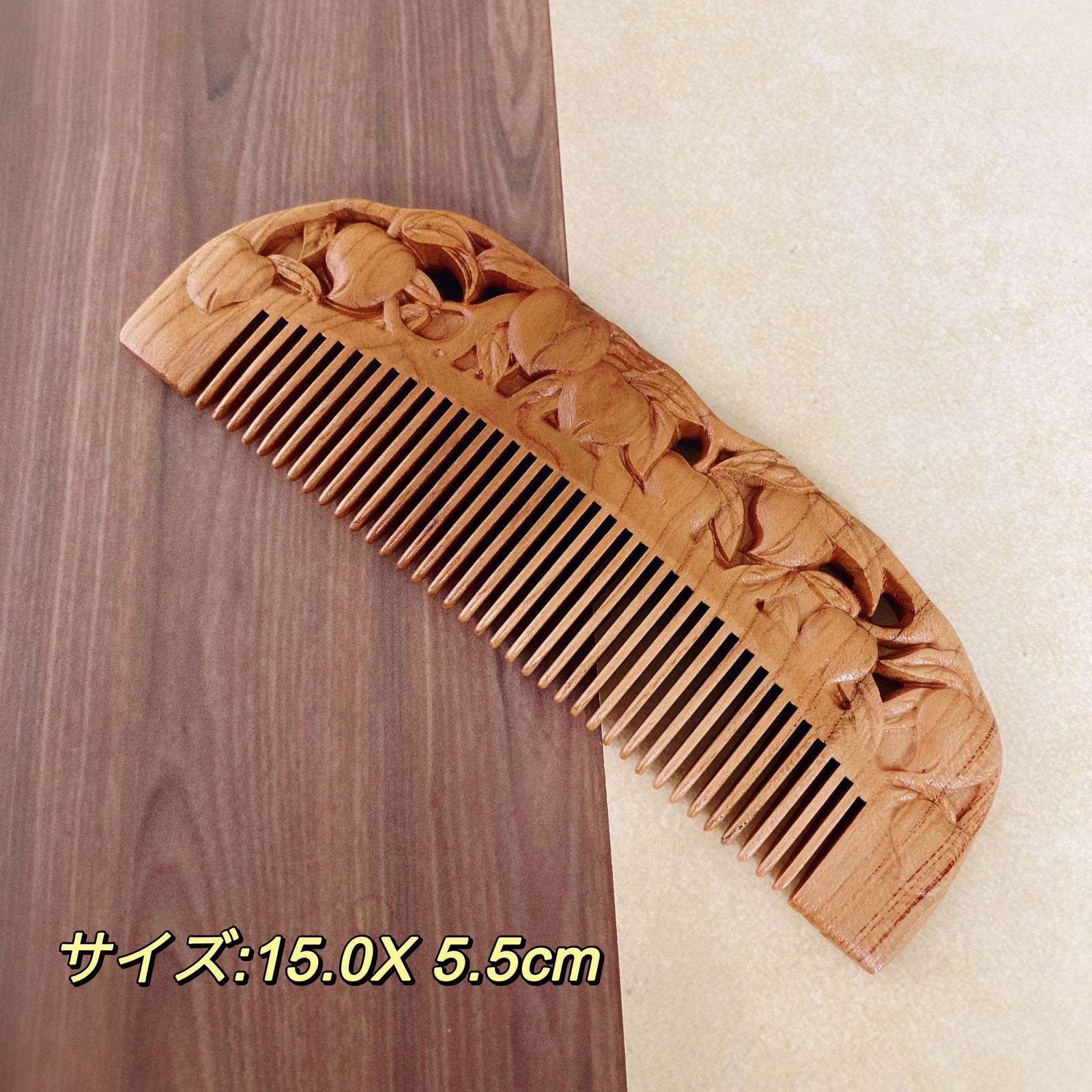 0422163 桃の木素材櫛57.6＊144.4ミリ
